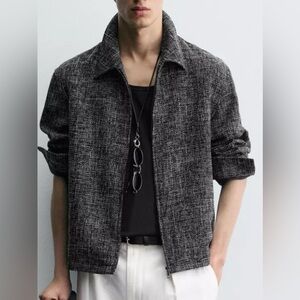 NWT- Zara Men- Textured Zip-Up Overshirt- Small
